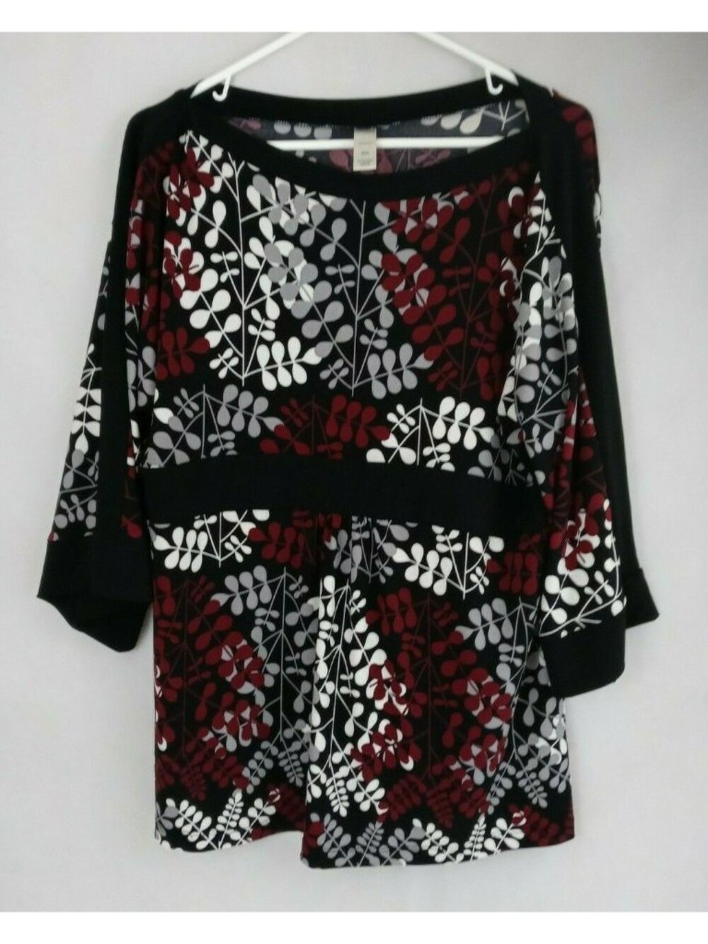 Merona Women's Black Blouse With Floral Design Size 2XL